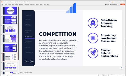 zumba dance studio pitch deck competition slide bplant