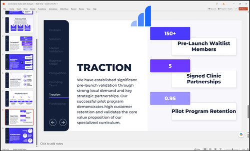 zumba dance studio pitch deck traction slide bplant